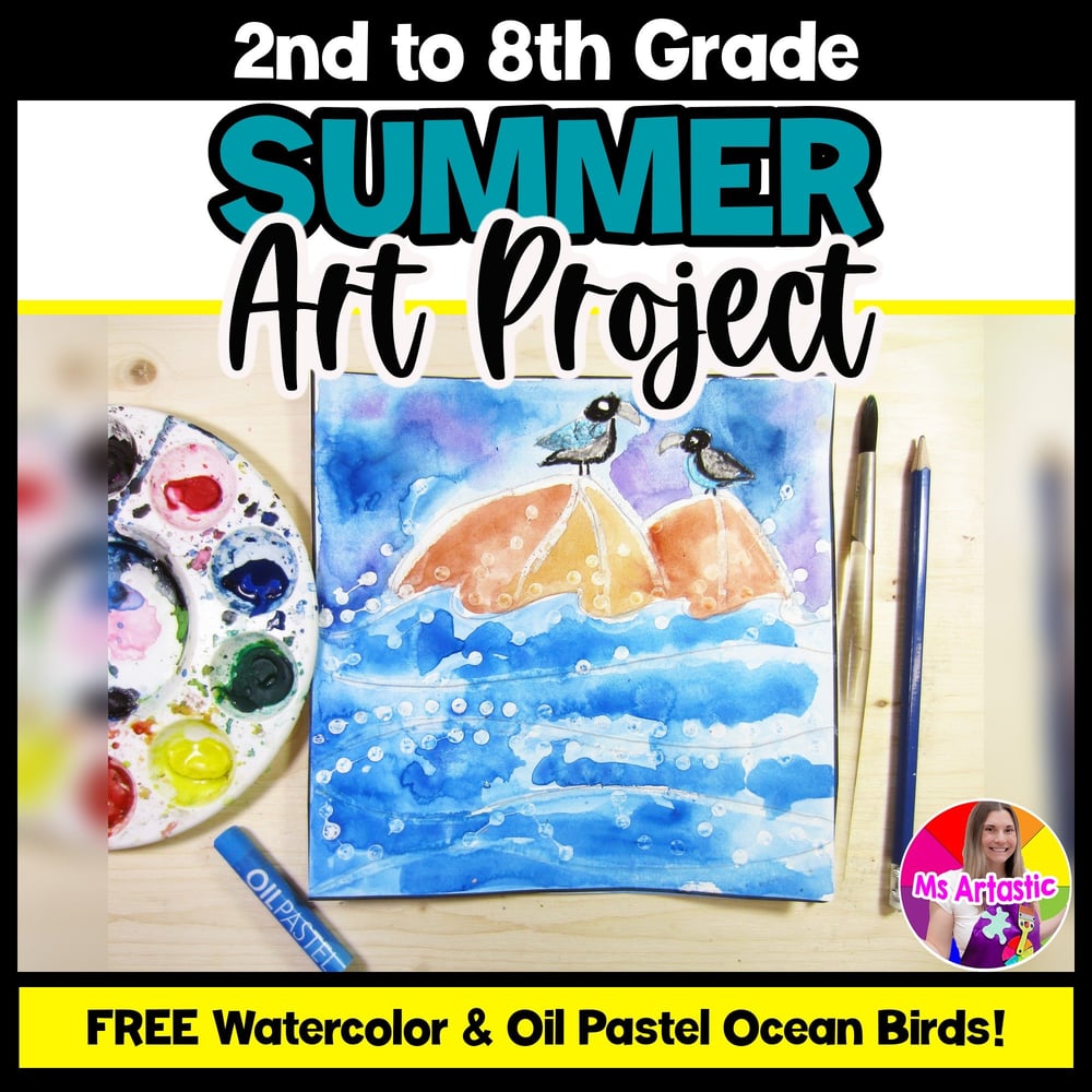 FREE Summer Art Project Ocean Birds Art Lesson Freebie Art Activity