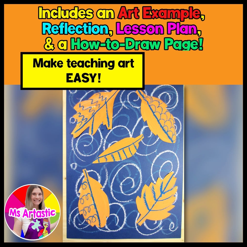 Autumn Art Project Line Leaf Art Lesson FREEBIE for Teachers Homeschool – image 2