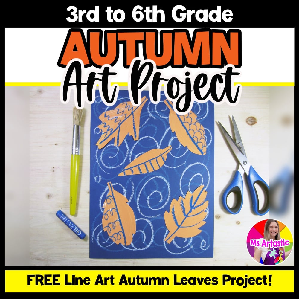 Autumn Art Project Line Leaf Art Lesson FREEBIE for Teachers Homeschool