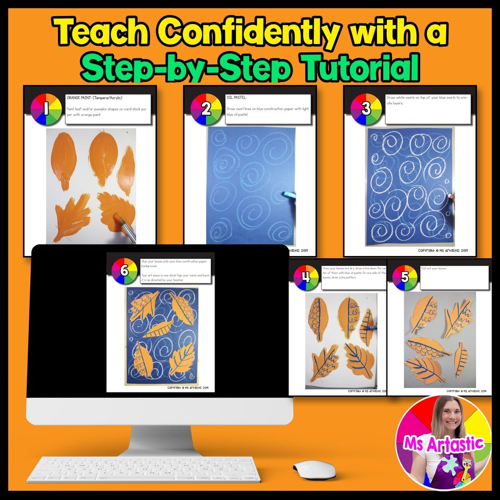 Autumn Art Project Line Leaf Art Lesson FREEBIE for Teachers Homeschool – image 4