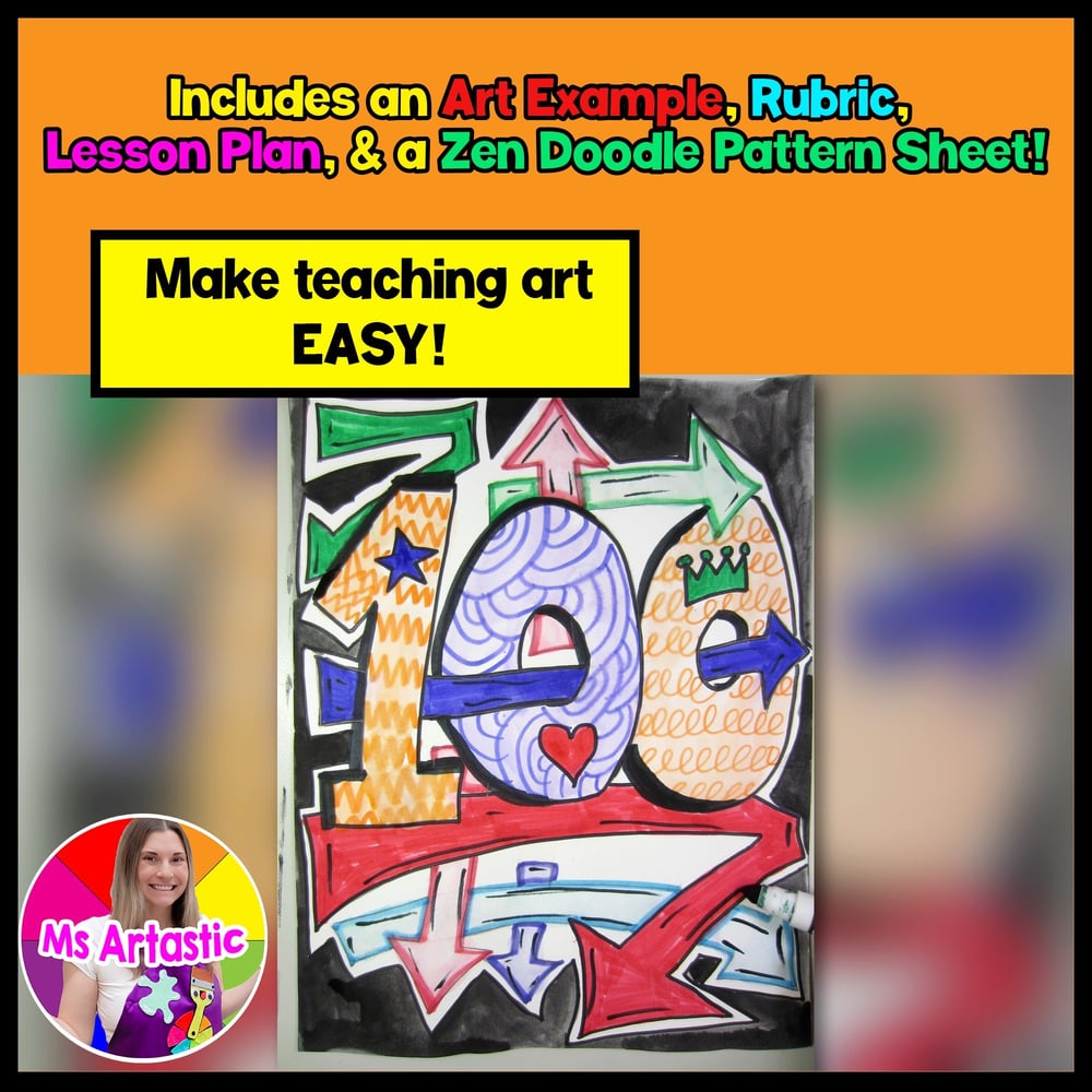 100 Day Art Activity 100th Day Art Project Graffiti Art Lesson for Elementary – image 2