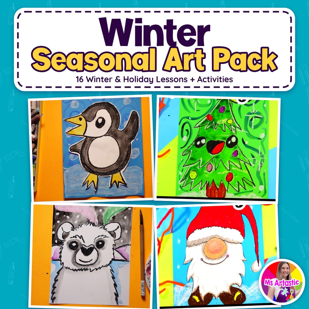Winter Seasonal Art Pack Bundle 16 Winter and Holiday Art Lessons and Activities