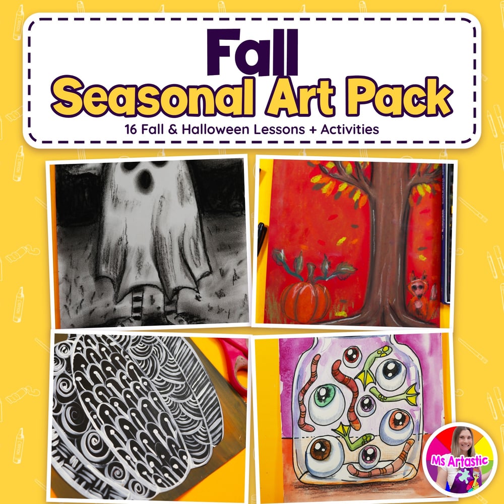 Fall Seasonal Art Pack Bundle 16 Fall and Halloween Art Lessons and Activities