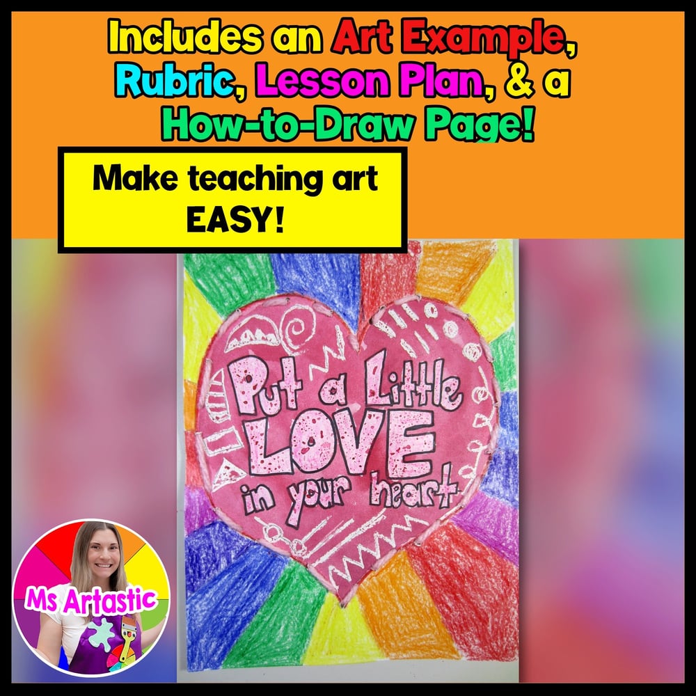 Pink Shirt Day Art Lesson Kindness Art Activity February Art Project Heart Art – image 2
