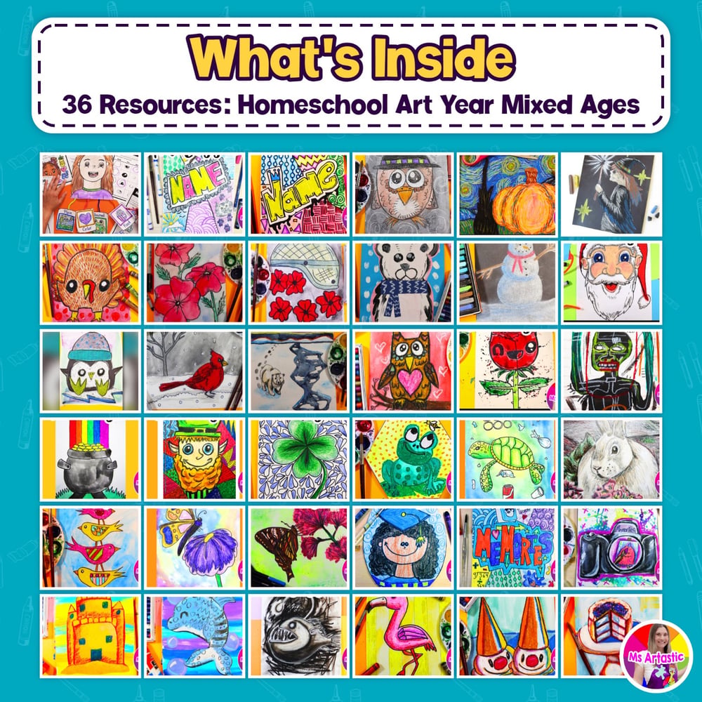 Homeschool Art Year Mixed Ages Bundle 36 Art Lessons for Grades K to 8 – image 4