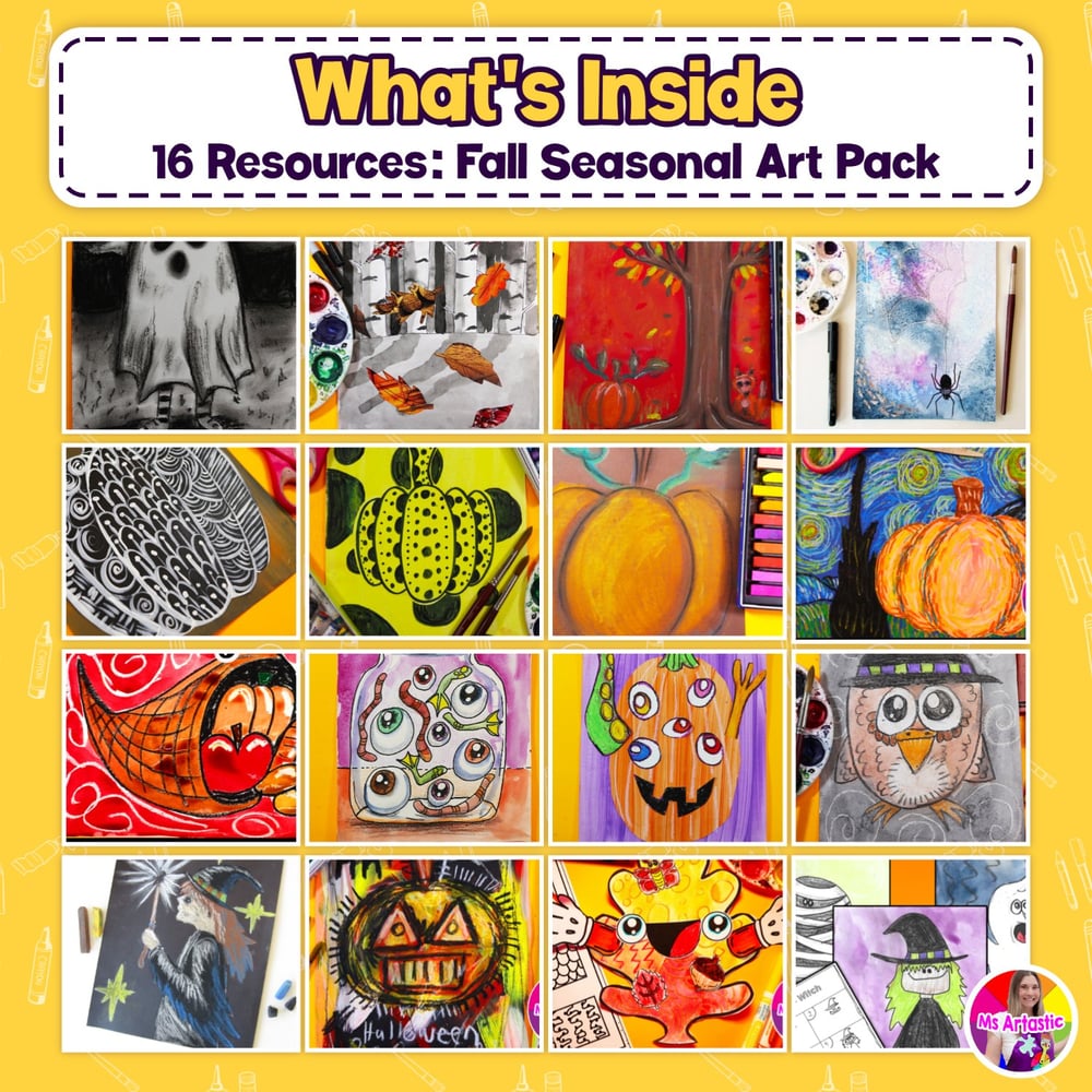 Fall Seasonal Art Pack Bundle 16 Fall and Halloween Art Lessons and Activities – image 4