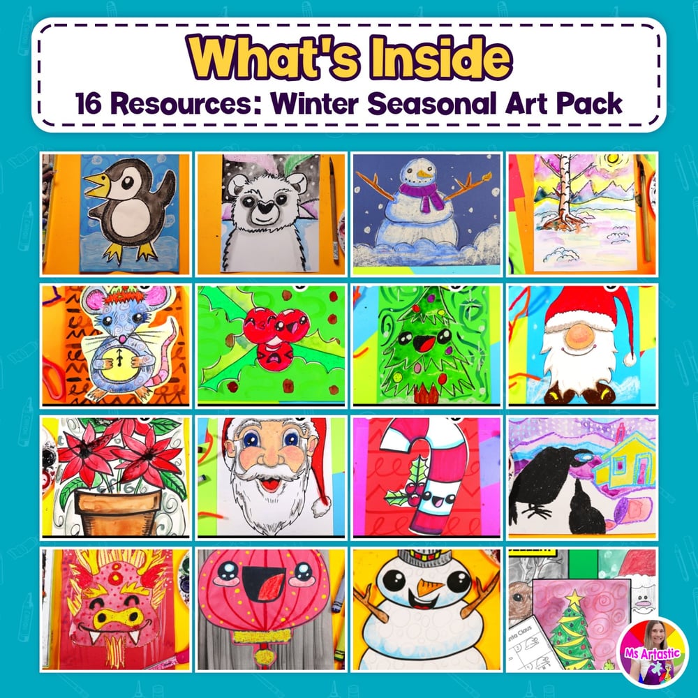 Winter Seasonal Art Pack Bundle 16 Winter and Holiday Art Lessons and Activities – image 4