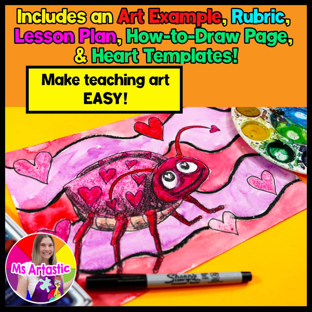 Valentines Day Art Lesson Love Bug Art Project Valentines Art Activity – image 2