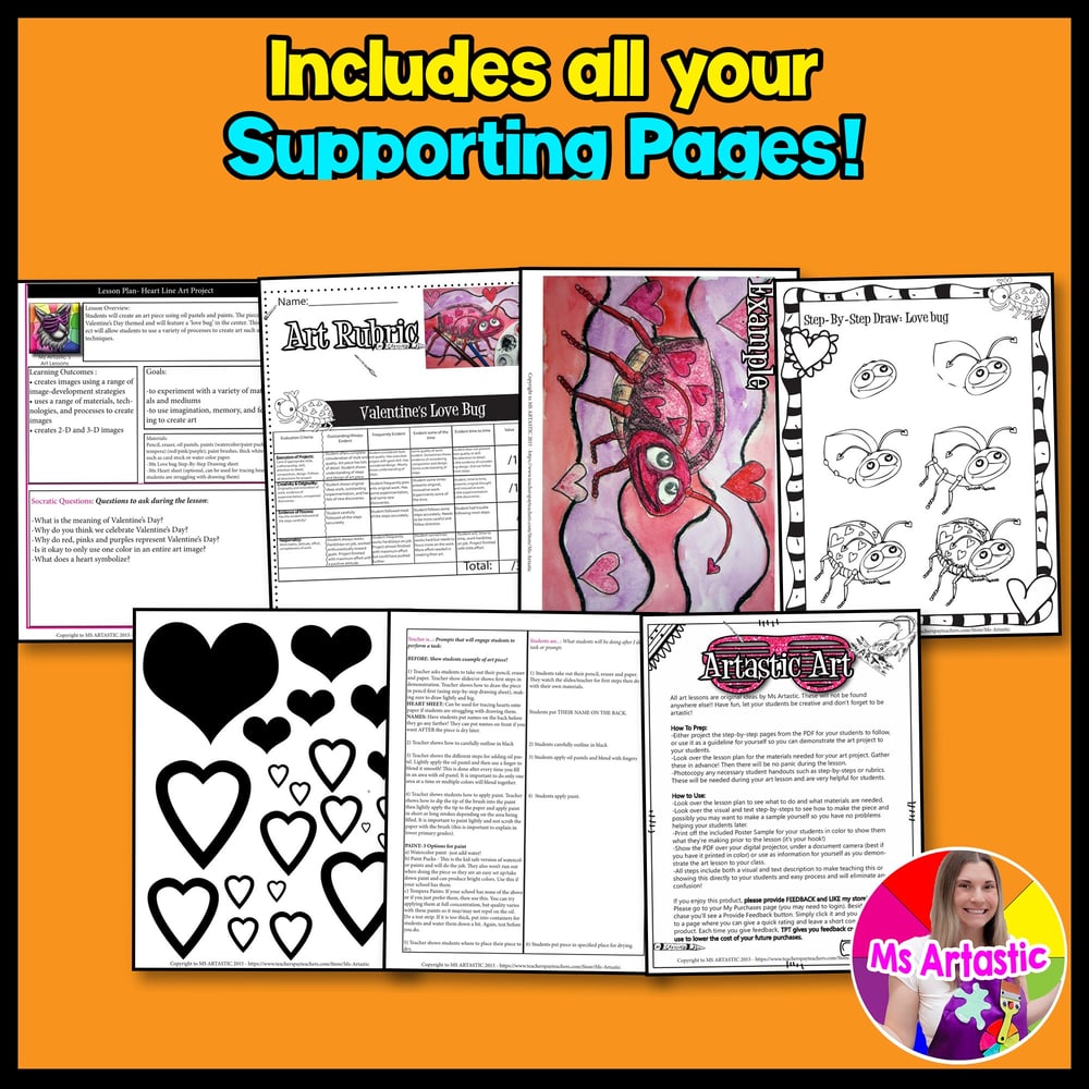 Valentines Day Art Lesson Love Bug Art Project Valentines Art Activity – image 3