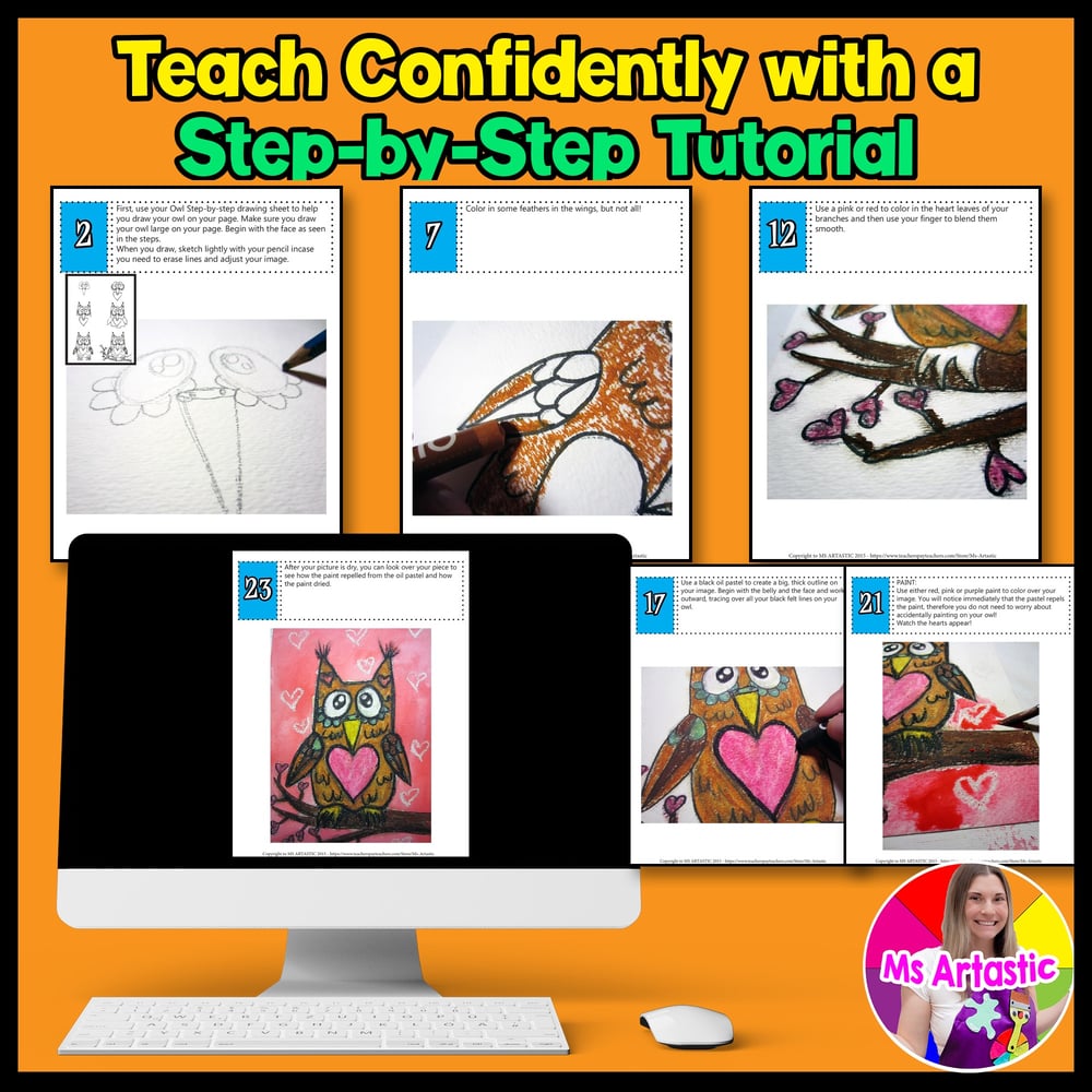 Valentines Day Owl Heart Art Lesson Valentines Hearts Art Project Art Activity – image 4