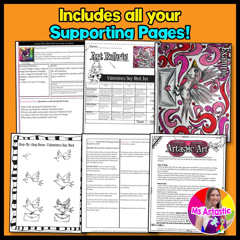 Valentines Art Lesson Love Letter Art Project Valentines Art Activity V Day Art – image 3