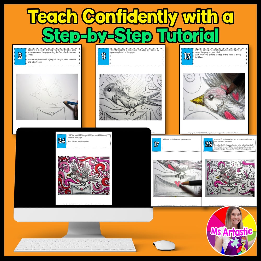 Valentines Art Lesson Love Letter Art Project Valentines Art Activity V Day Art – image 4
