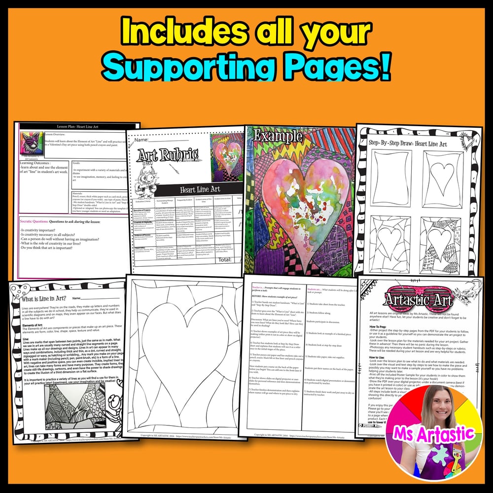 Valentines Day Heart Art Lesson Valentines Art Project Valentines Art Activity – image 3