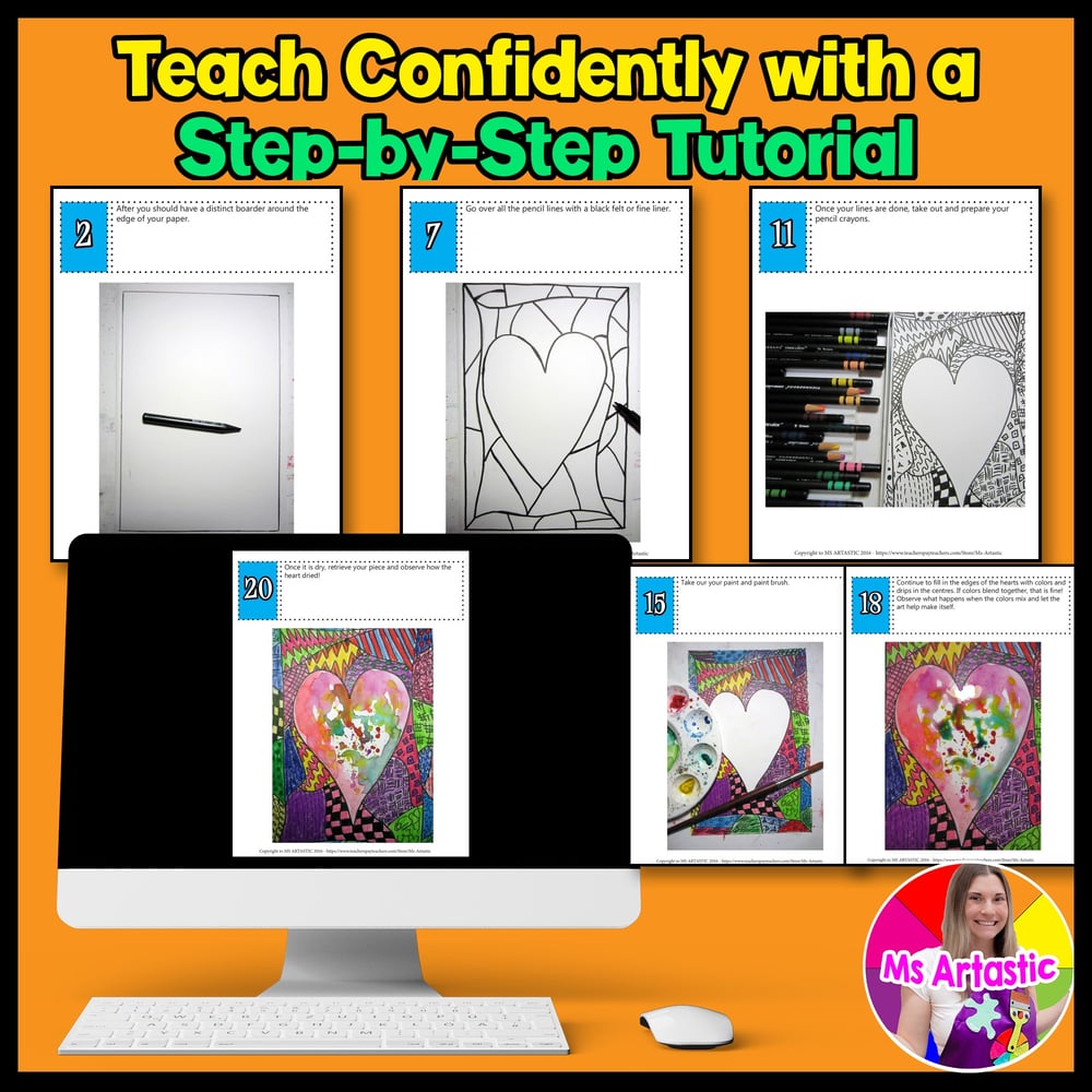 Valentines Day Heart Art Lesson Valentines Art Project Valentines Art Activity – image 4
