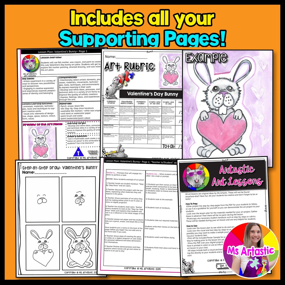 Valentines Day Art Lesson Bunny Art Project Valentines Day Art Activity – image 3