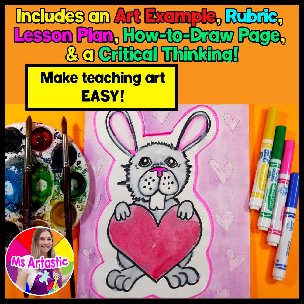 Valentines Day Art Lesson Bunny Art Project Valentines Day Art Activity – image 2