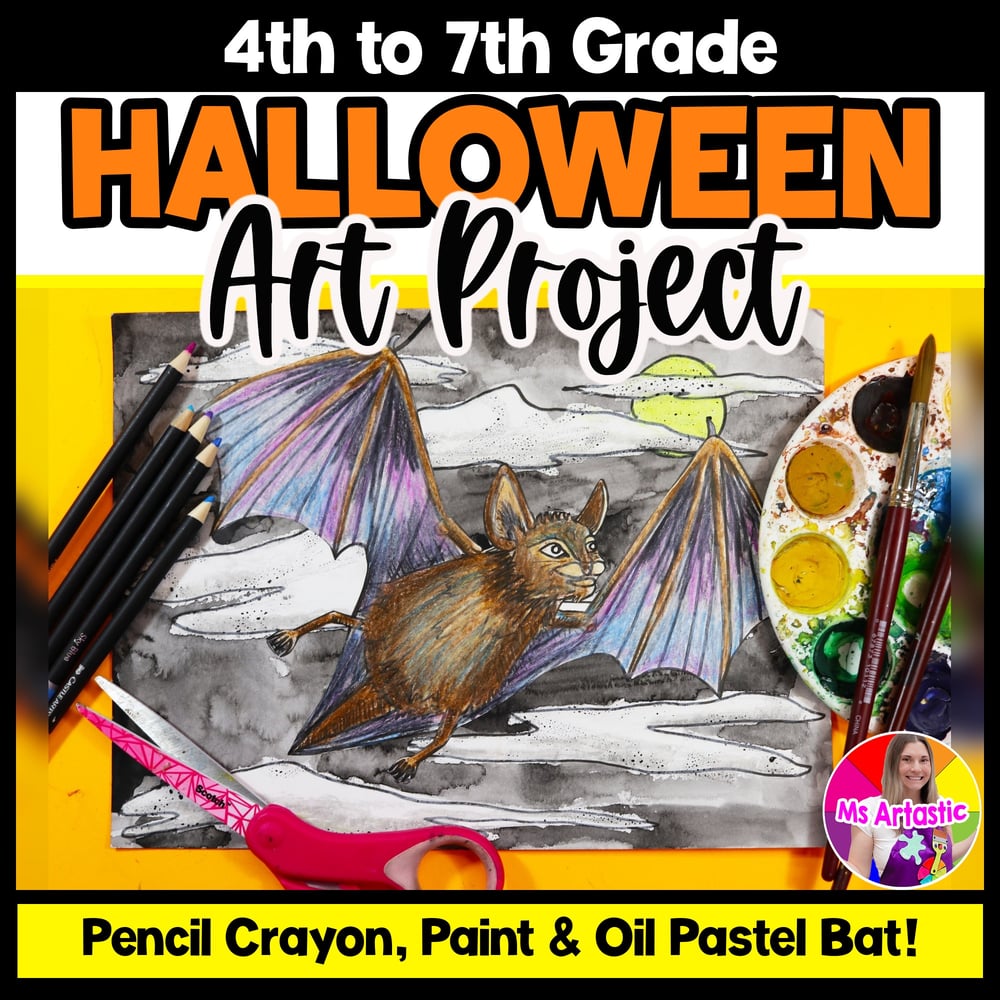 Halloween Art Lesson Bat Art Project Nocturnal Animals Art Activity