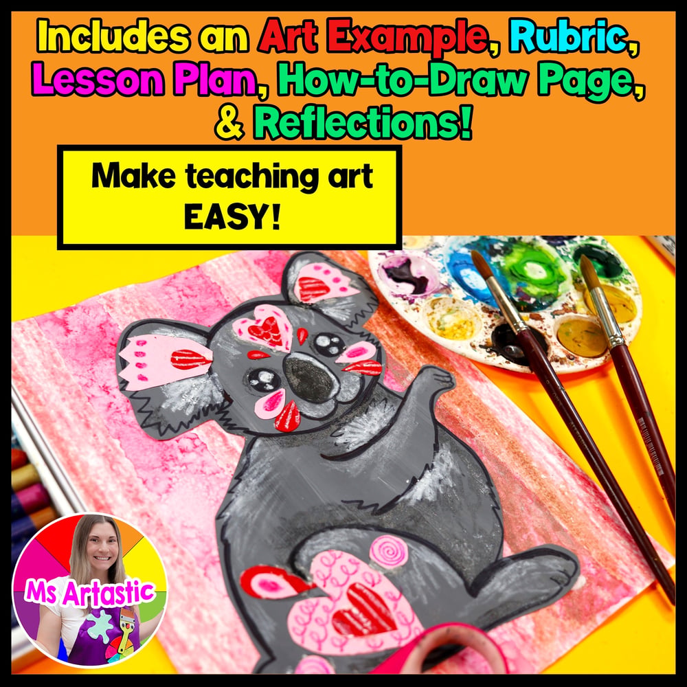 Valentines Day Art Project Koala Art Lesson Valentines Day Art Activity – image 2