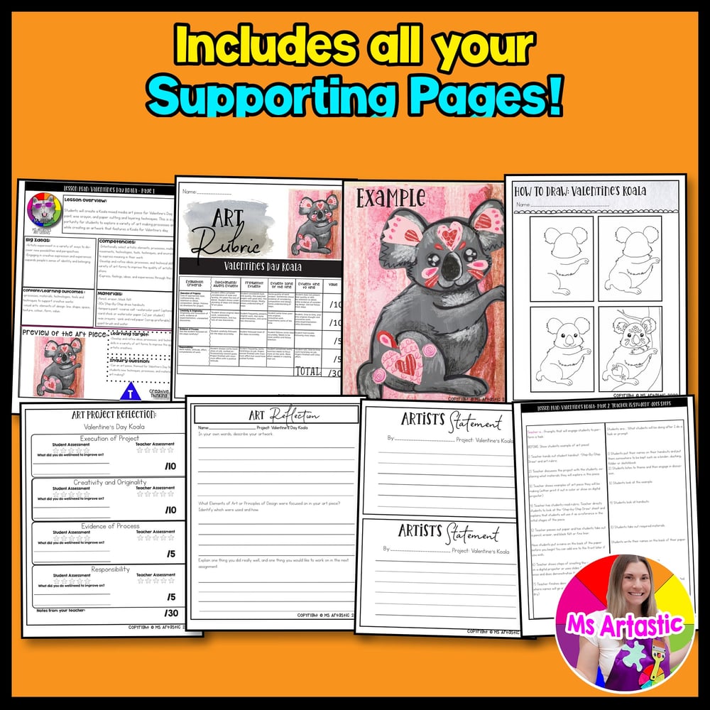 Valentines Day Art Project Koala Art Lesson Valentines Day Art Activity – image 3