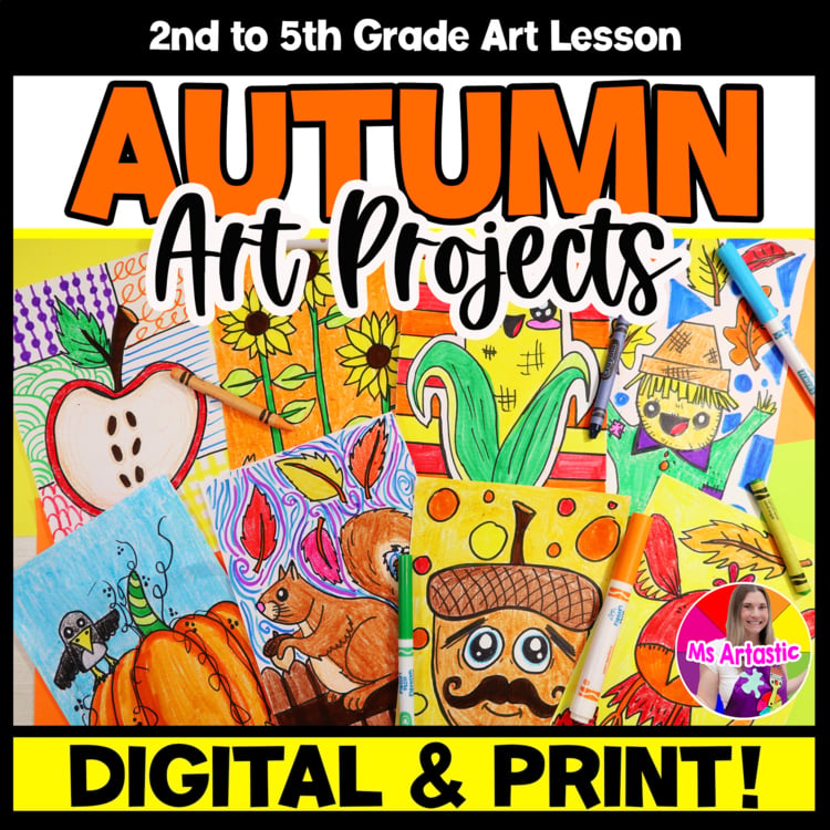 Autumn Art Projects Digital and Print Fall Art Lessons October Art Sub Plans