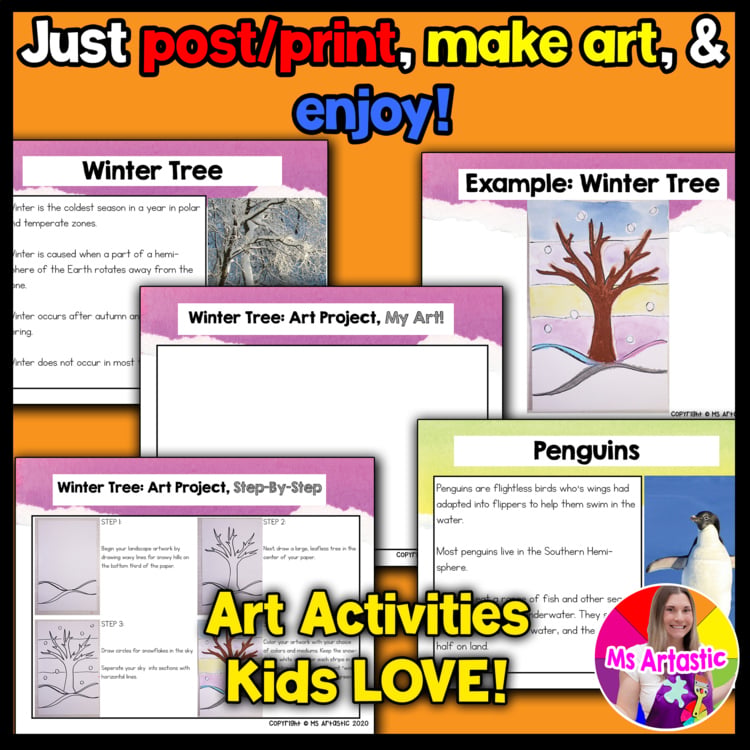 Winter Digital and Print Art Lessons Winter Art Projects Winter Art Sub Plans – image 2
