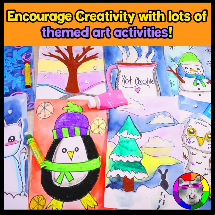 Winter Digital and Print Art Lessons Winter Art Projects Winter Art Sub Plans – image 3