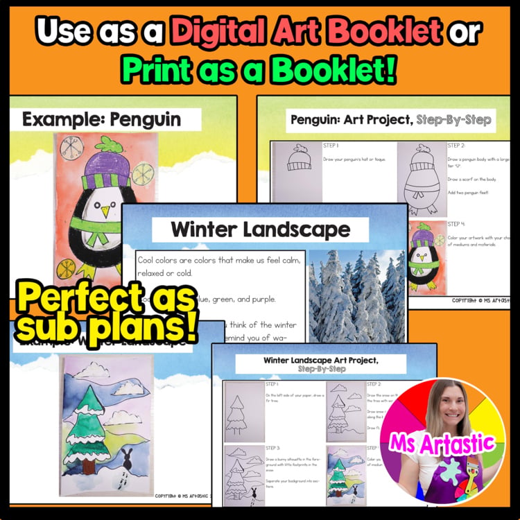 Winter Digital and Print Art Lessons Winter Art Projects Winter Art Sub Plans – image 4