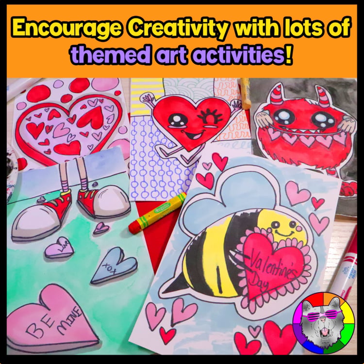 Valentines Day Art Projects Digital and Print Valentine Art Lessons Sub Plans – image 3