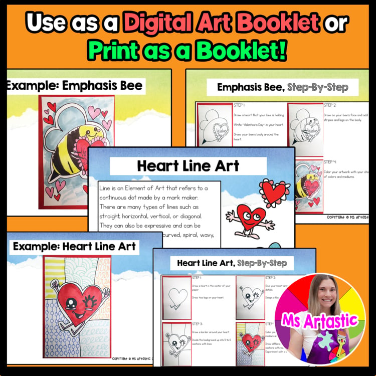 Valentines Day Art Projects Digital and Print Valentine Art Lessons Sub Plans – image 4