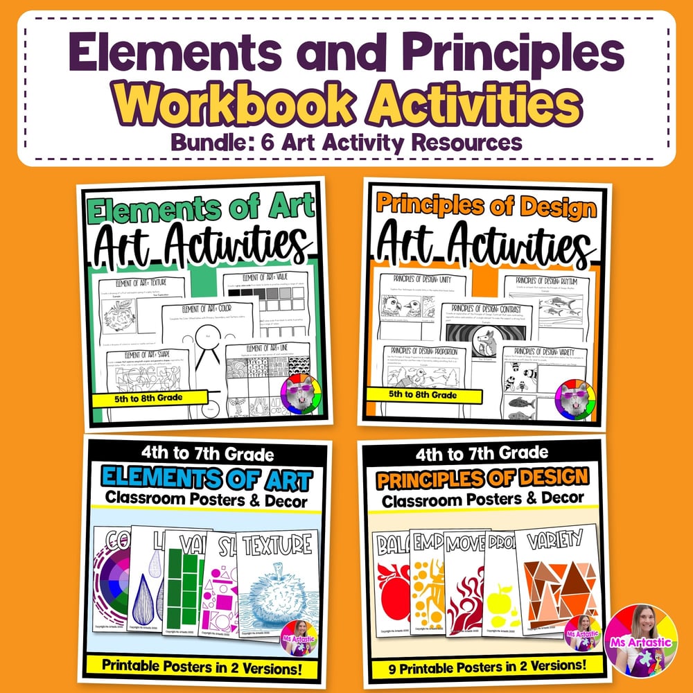 Elements of Art Projects Principles of Design Art Lessons Workbook Activities