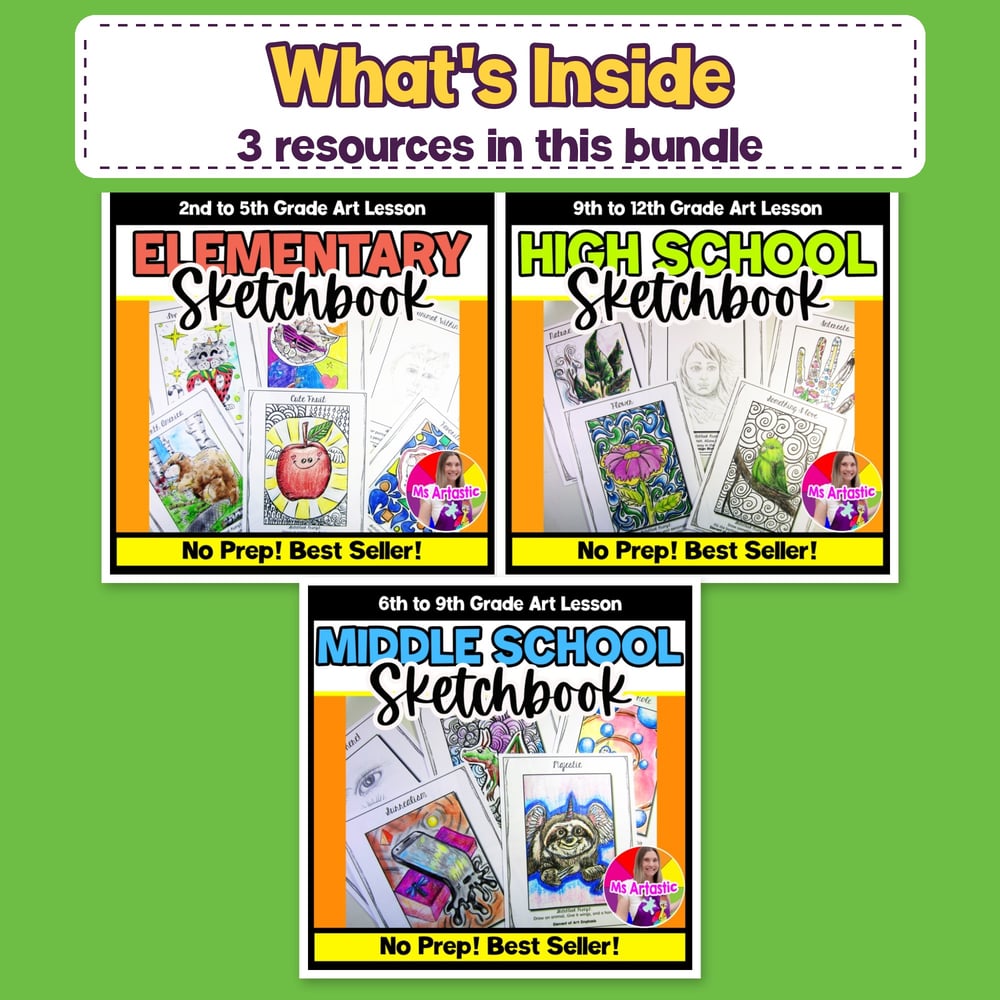 Sketchbook Art Lessons Bundle Sketchbook Prompts Art Activities Worksheets – image 2