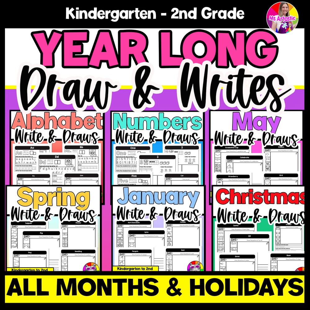 Draw and Write Bundle K to 2 Year Long Writing and Directed Drawing Activities