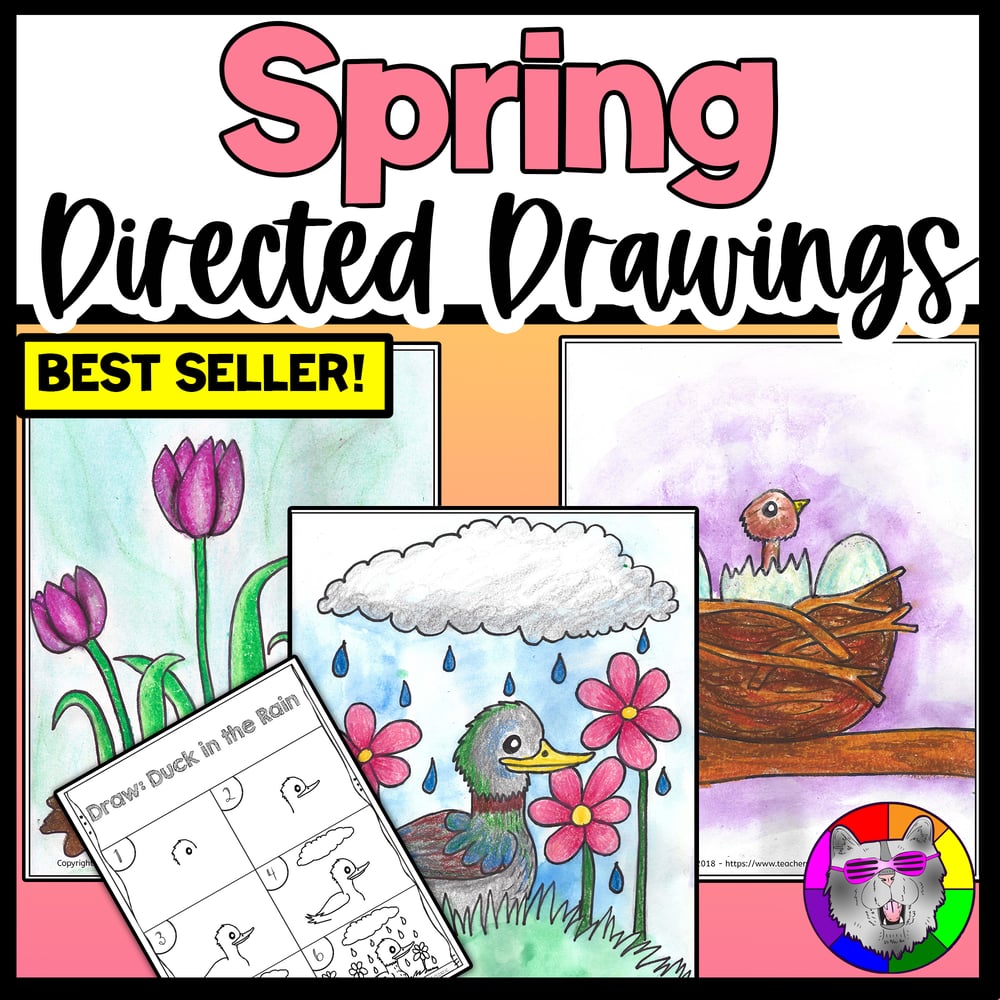 YEAR LONG Directed Drawings Quick Seasonal Art Activities Sub Plans Art Lessons – image 3