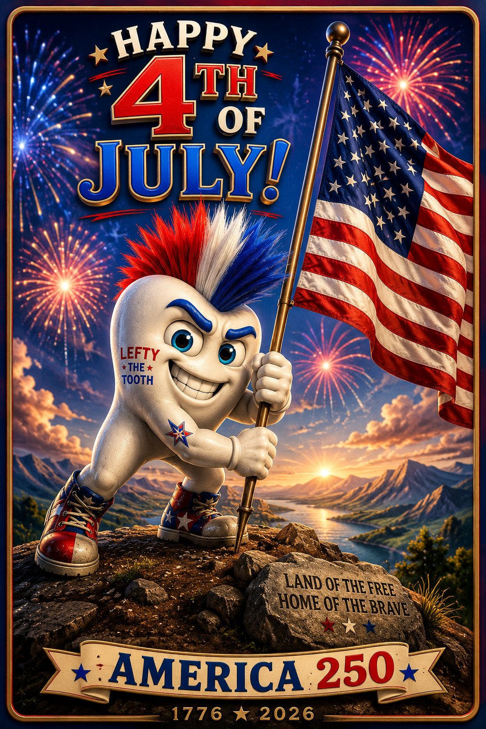 **ONE FLAG. ONE COUNTRY. 250 YEARS OF STORY.** And who better to help bring this celebration home than **Lefty**, standing tall with the Stars and Stripes? From history and heritage to fireworks, music, boardwalks, characters, and a little PaToons mischief, **AMERICA 250** is our colorful salute to the country that gave all of these stories a place to grow. Hereโs to the past, the present, and everything still waiting down the road. **HAPPY 250TH, AMERICA! ๐บ๐ธ** Can you dig it? **RIGHT ON!**