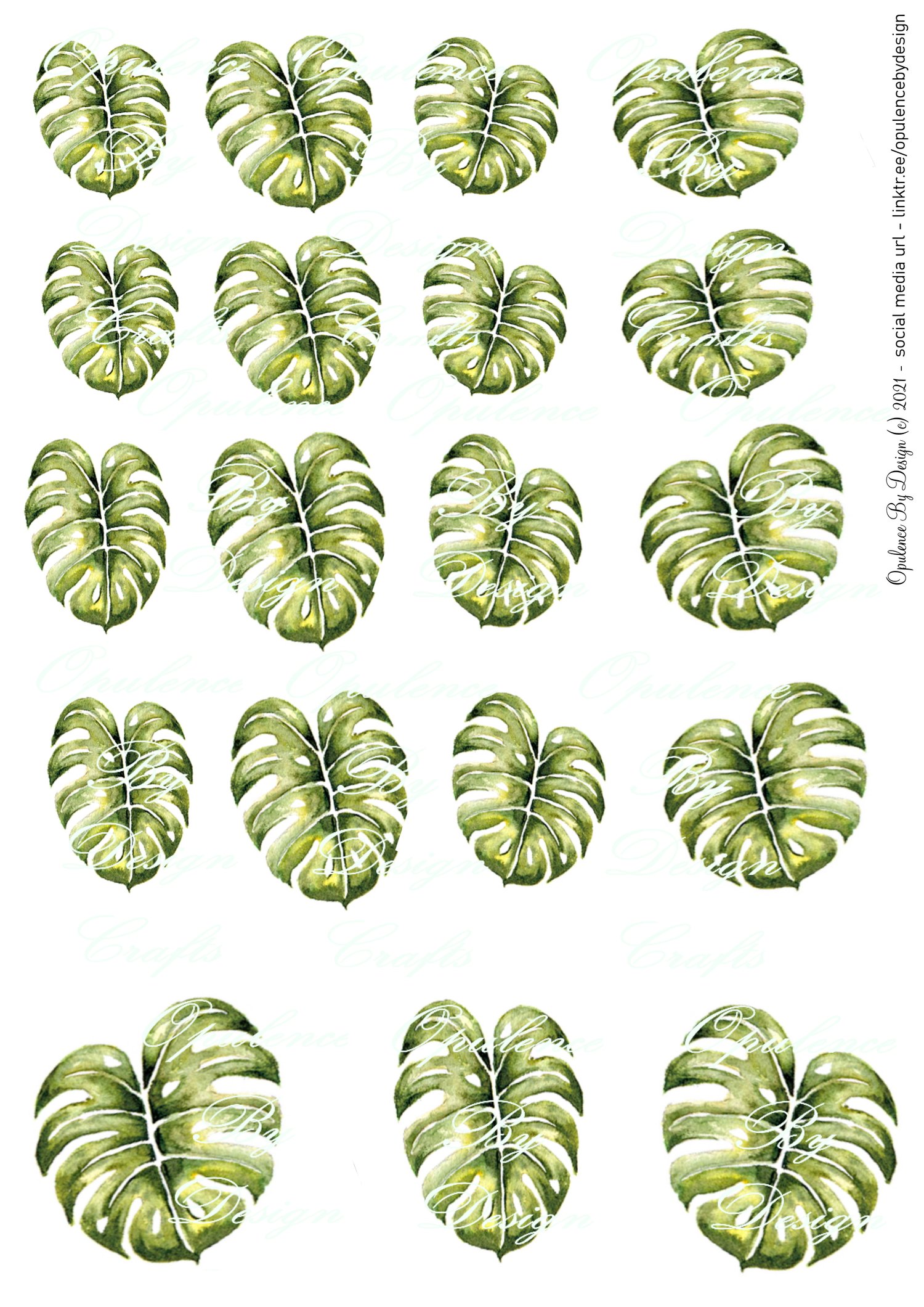 Print, Cut and Form Foliage sheet - Monstera - Cheese Plant Leaves PDF  Digital Download