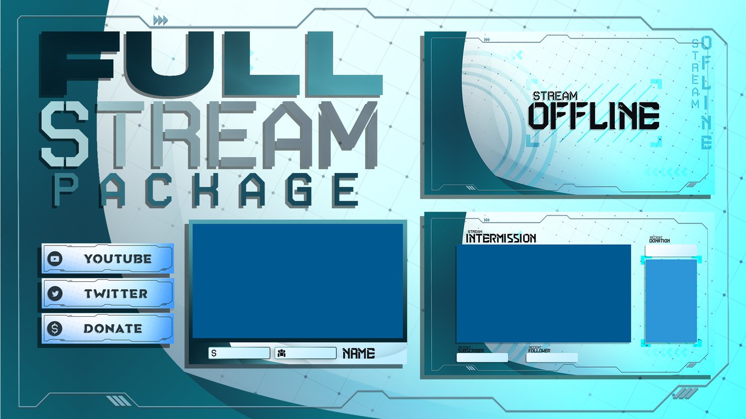 Techno/Sci-fi Theme Stream Package Template - Payhip