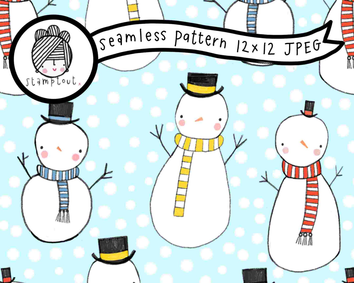 'Snowmen' seamless design - JPEG 12