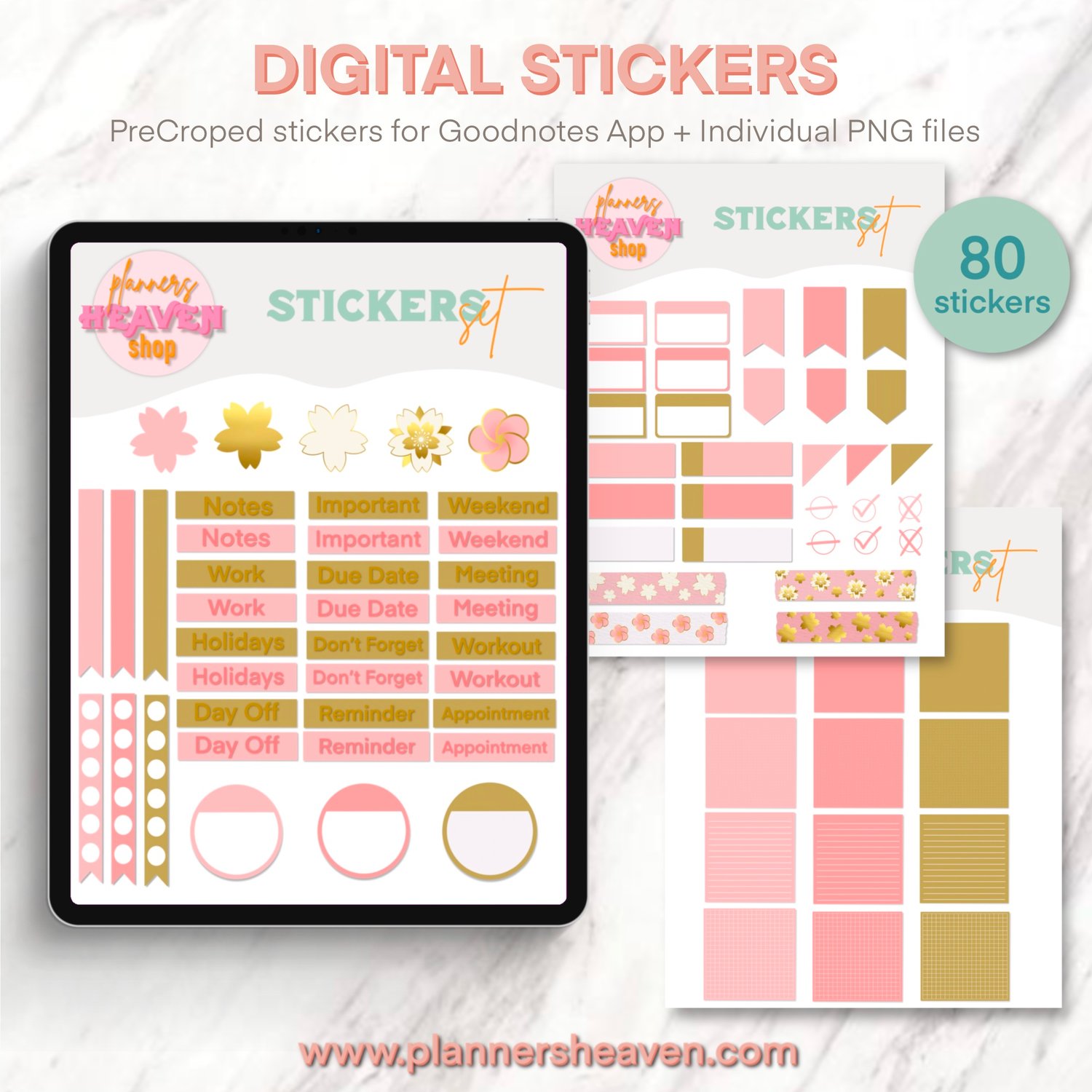 Rose Gold Washi Tape Digital Stickers Stickers for Goodnotes and