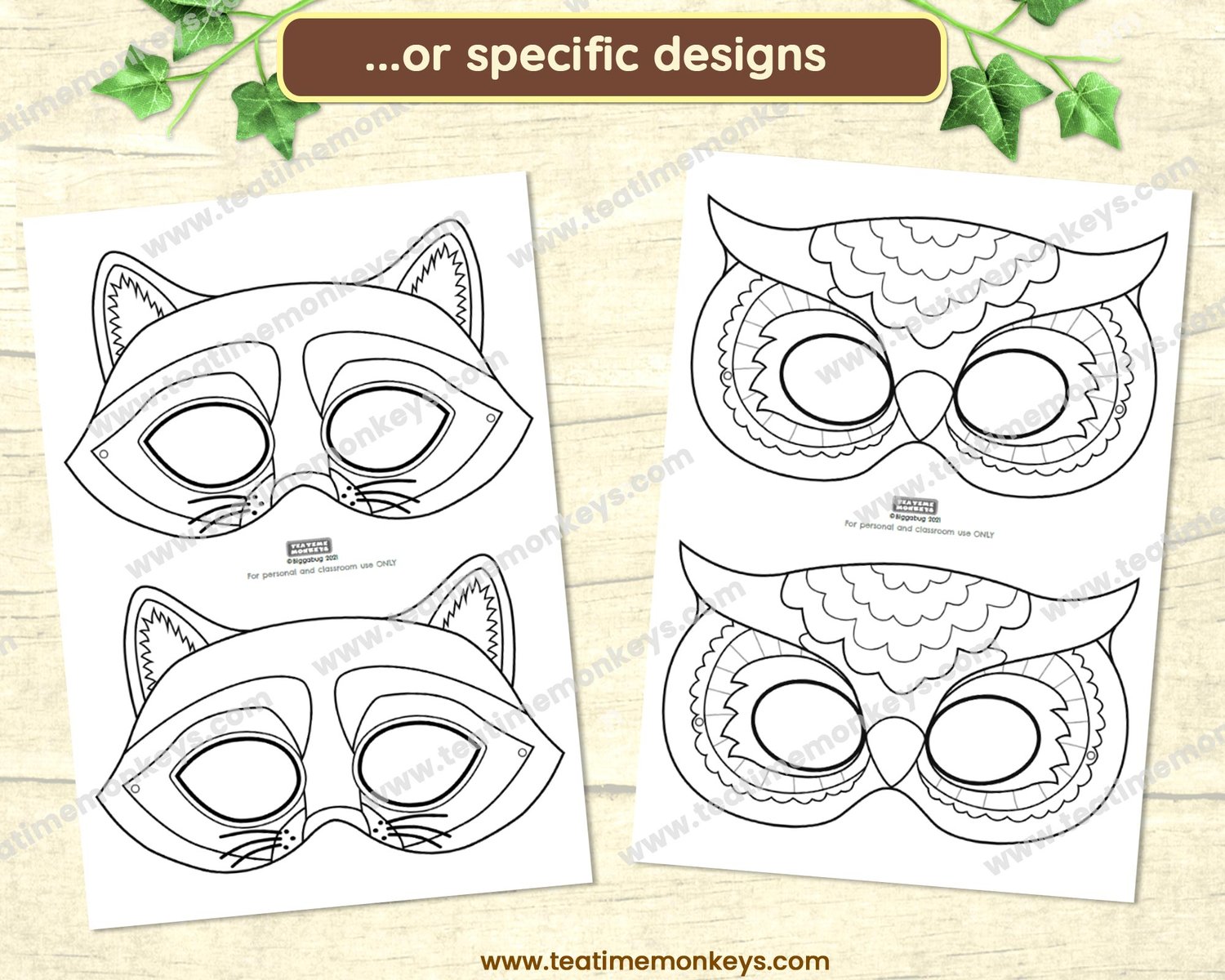 FOREST ANIMAL MASKS SET 1 - In Colour - Payhip