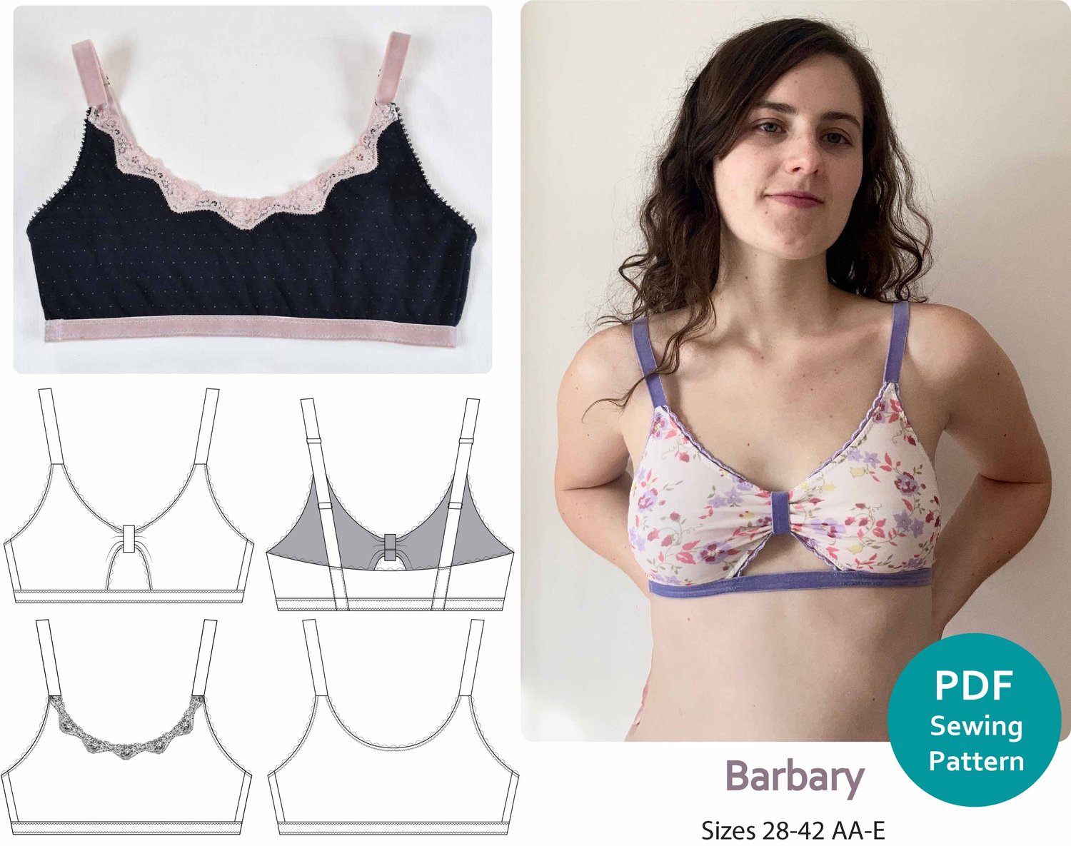 Barbary Bralette Sewing Pattern DIGITAL