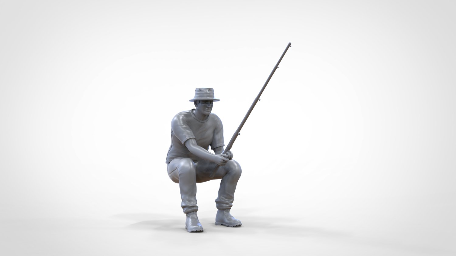 Fisherman statue of man fishing 3D model 3D printable