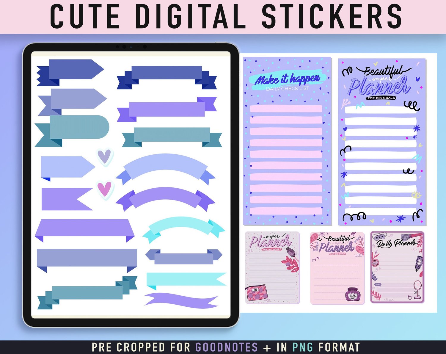 ESSENTIAL Digital Stickers for Goodnotes, Cute Daily Pre-cropped Digital  Planner Stickers, Goodnotes Stickers, Bonus Stickers 