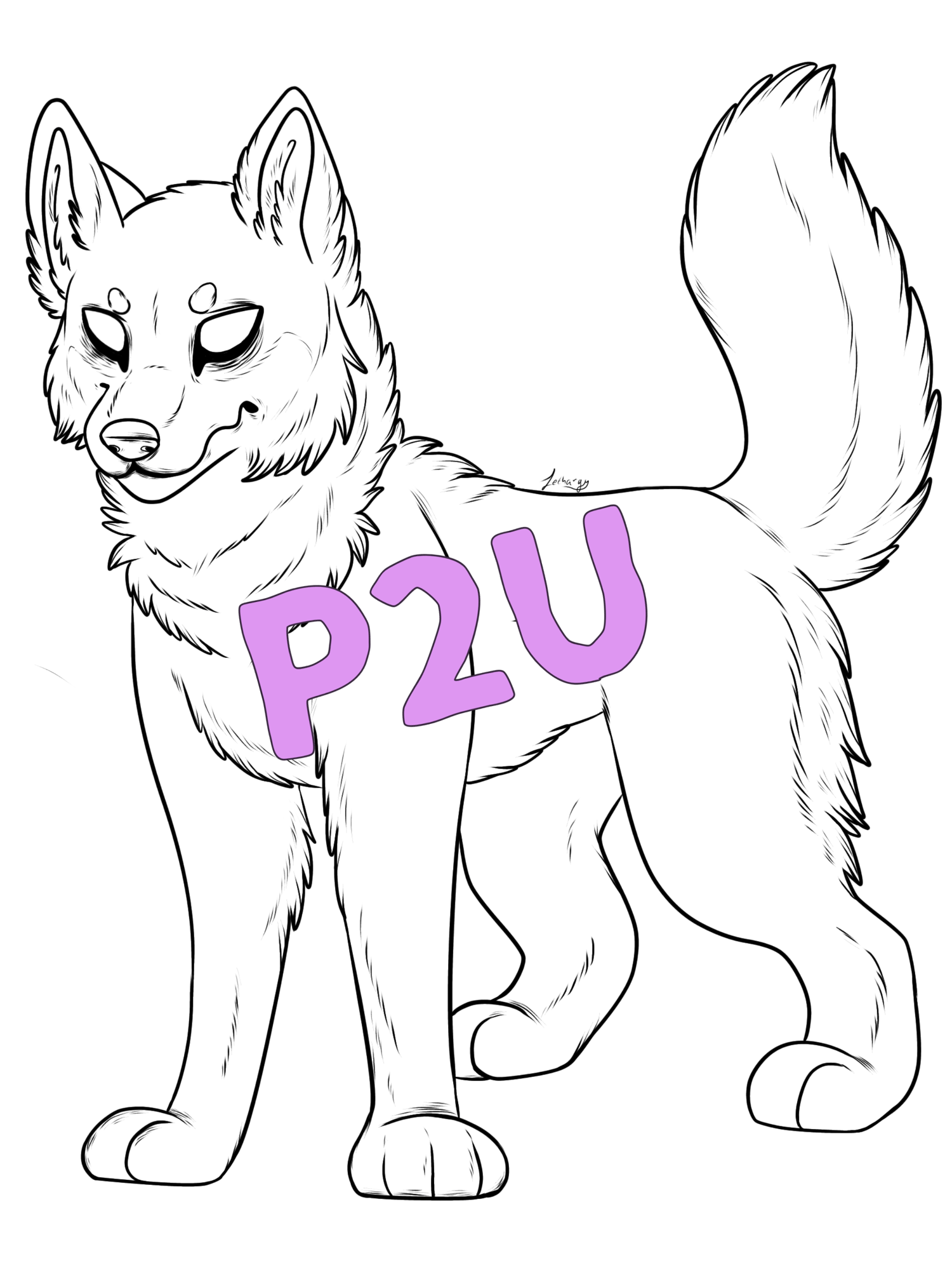 P2U - Wolf lineart 2 - Payhip
