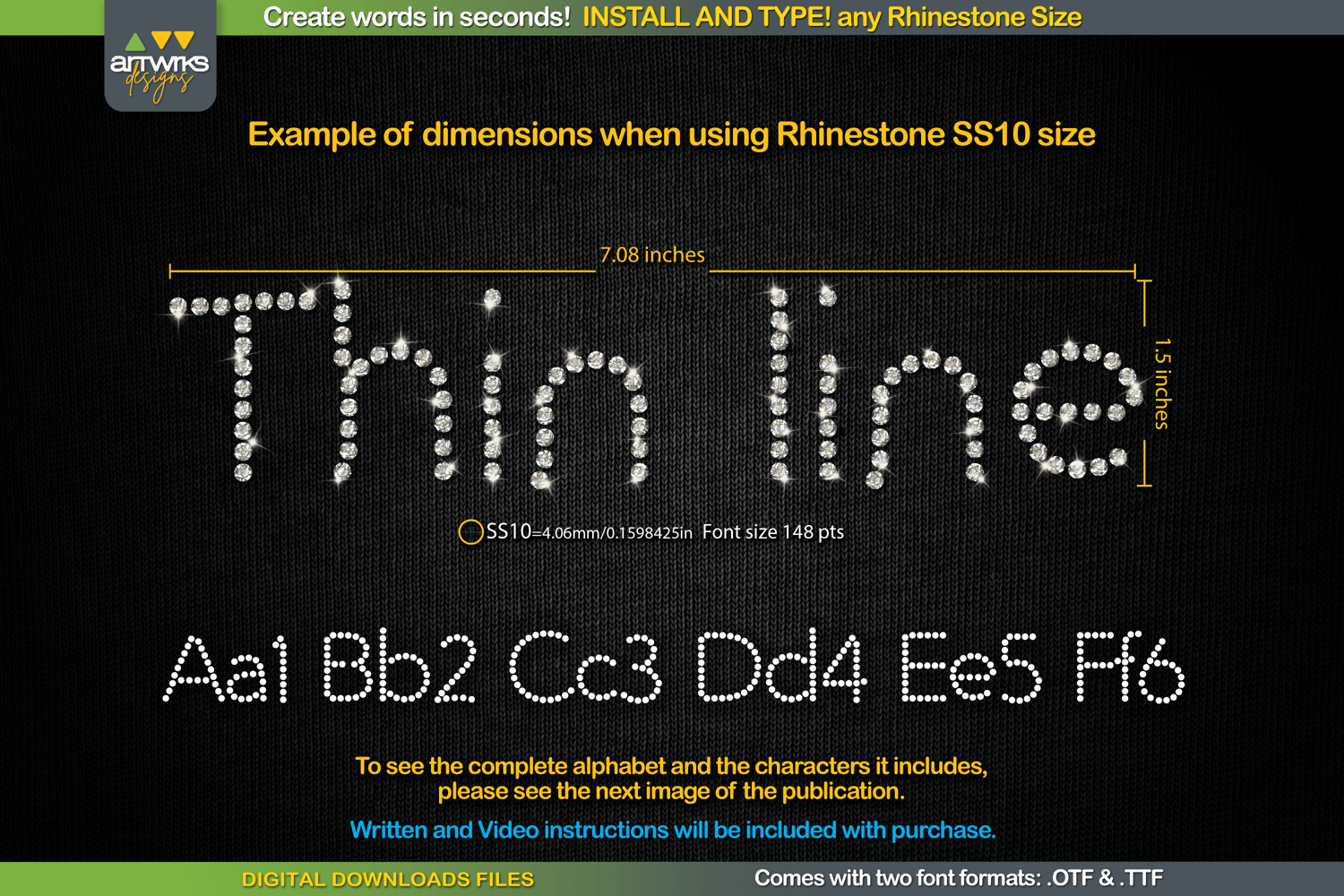 Truetype Rhinestone Font ArtWorks Designs | Digital Download files and tools for crafters ...
