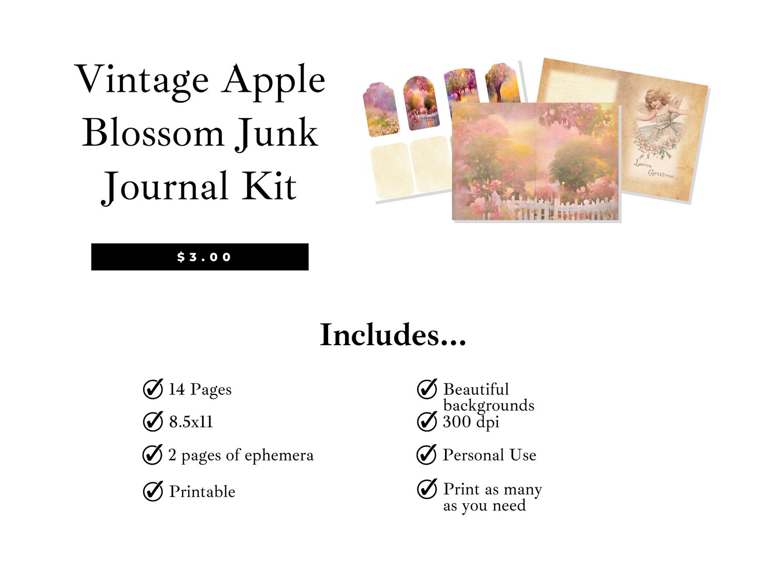 Apple Blossom Junk Journal Kit