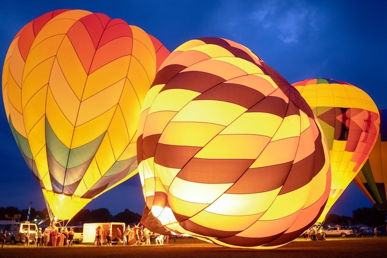 3 bright and colourful Hot Air Balloons representing energy