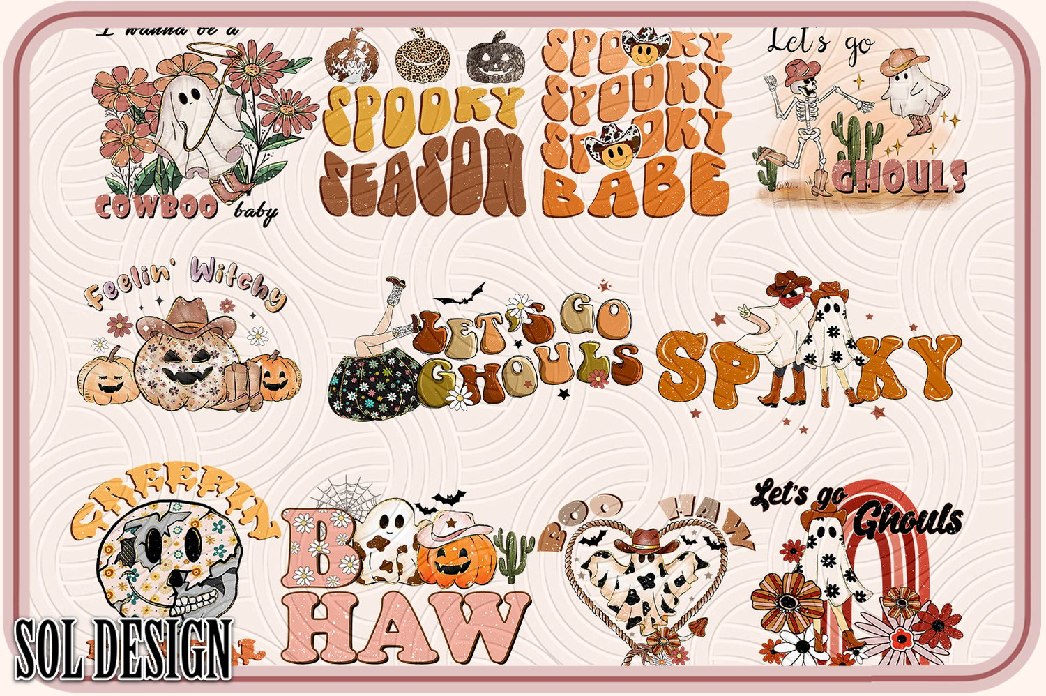 Retro Halloween Sublimation Bundle, Retro Halloween Bundle PNG