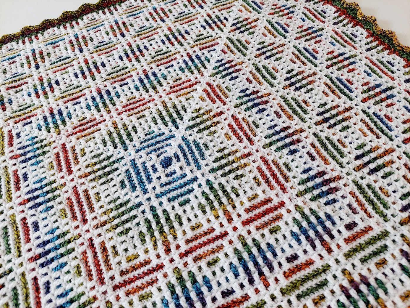 Mosaic baby blanket, done and dusted! : r/crochet