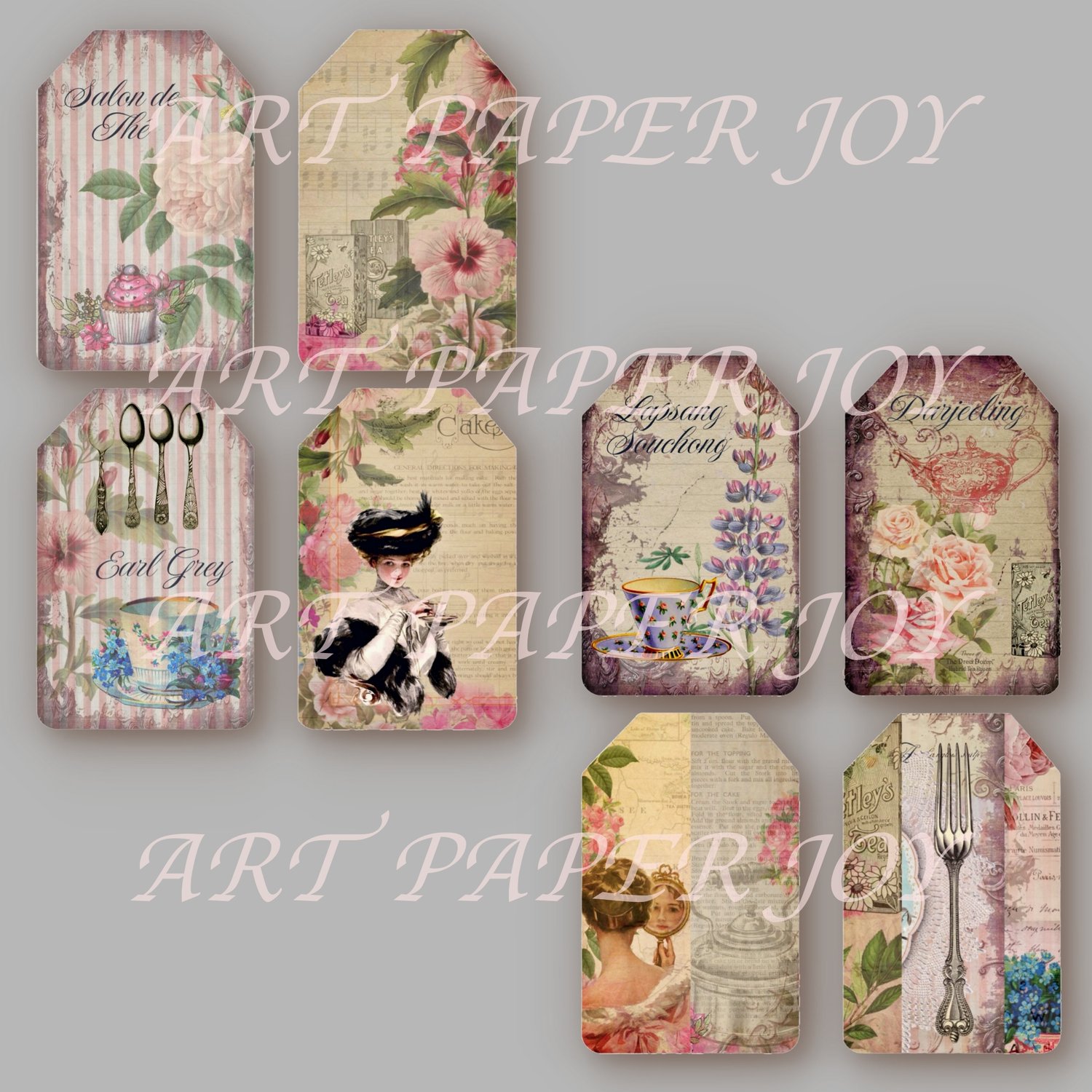 Tea Junk Journal Kit  Vintage Digital Collage Sheet