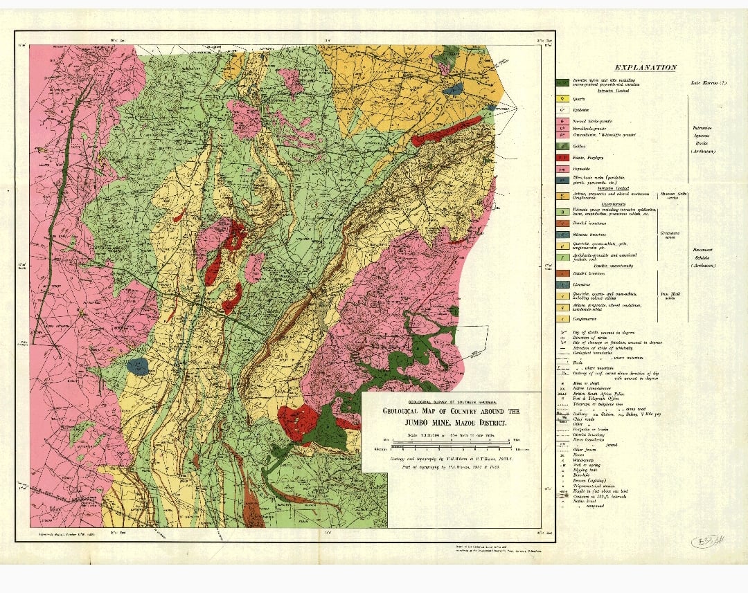 Geological Map of the area around Jumbo Mine